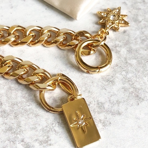 Ettika Chain Link Bracelet 14K Gold Plated Starry Charms - Picture 6 of 9